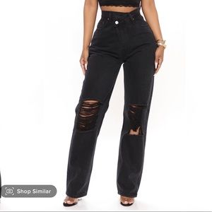 Distressed Crossover Straight Leg Jeans